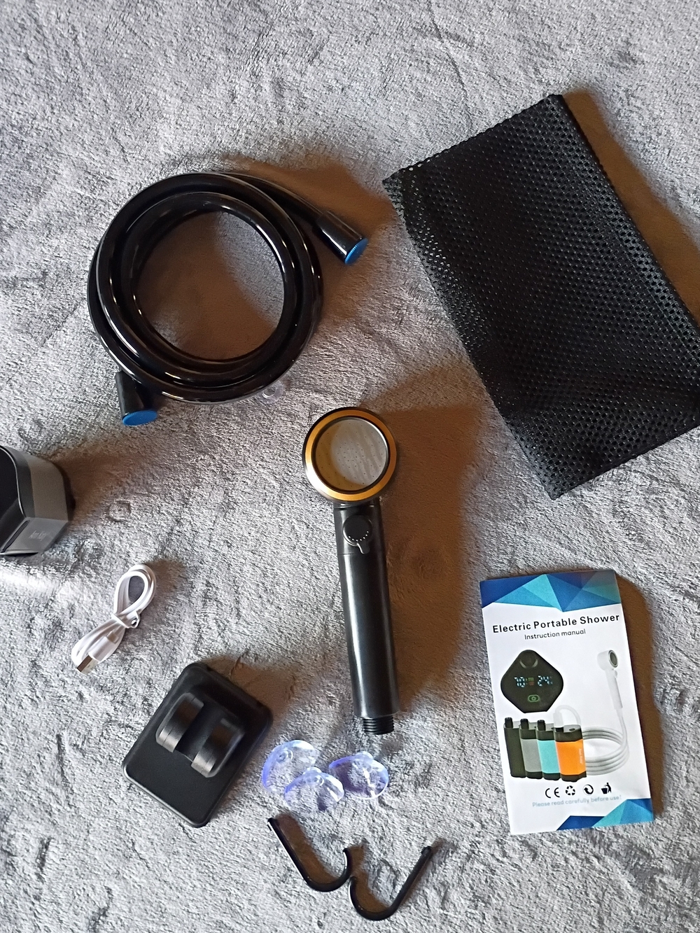 Ann Katy Rechargeable Portable Camping Shower Pump Kit Gray NWT